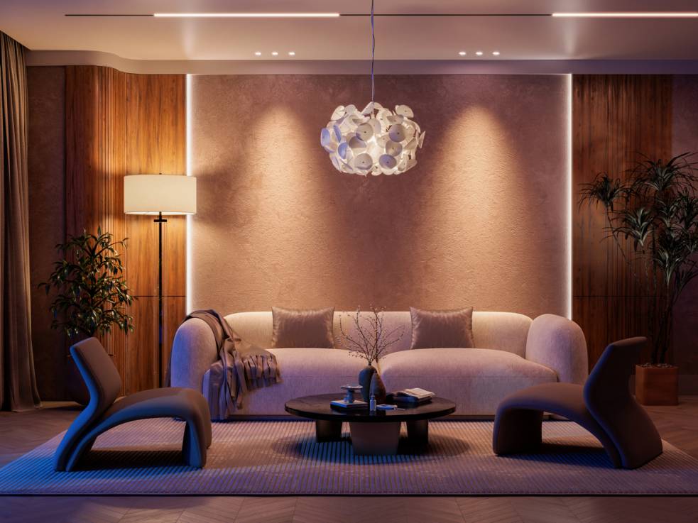 salon lumineux avec la bonne lumière