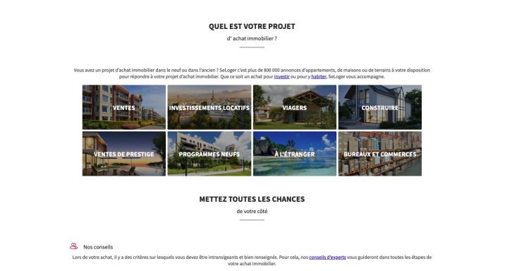un guidage tout le long de la navigation sur se loger.com