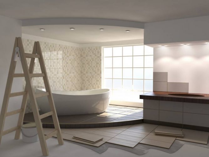 rénovation de salle de bain, revêtement de sol